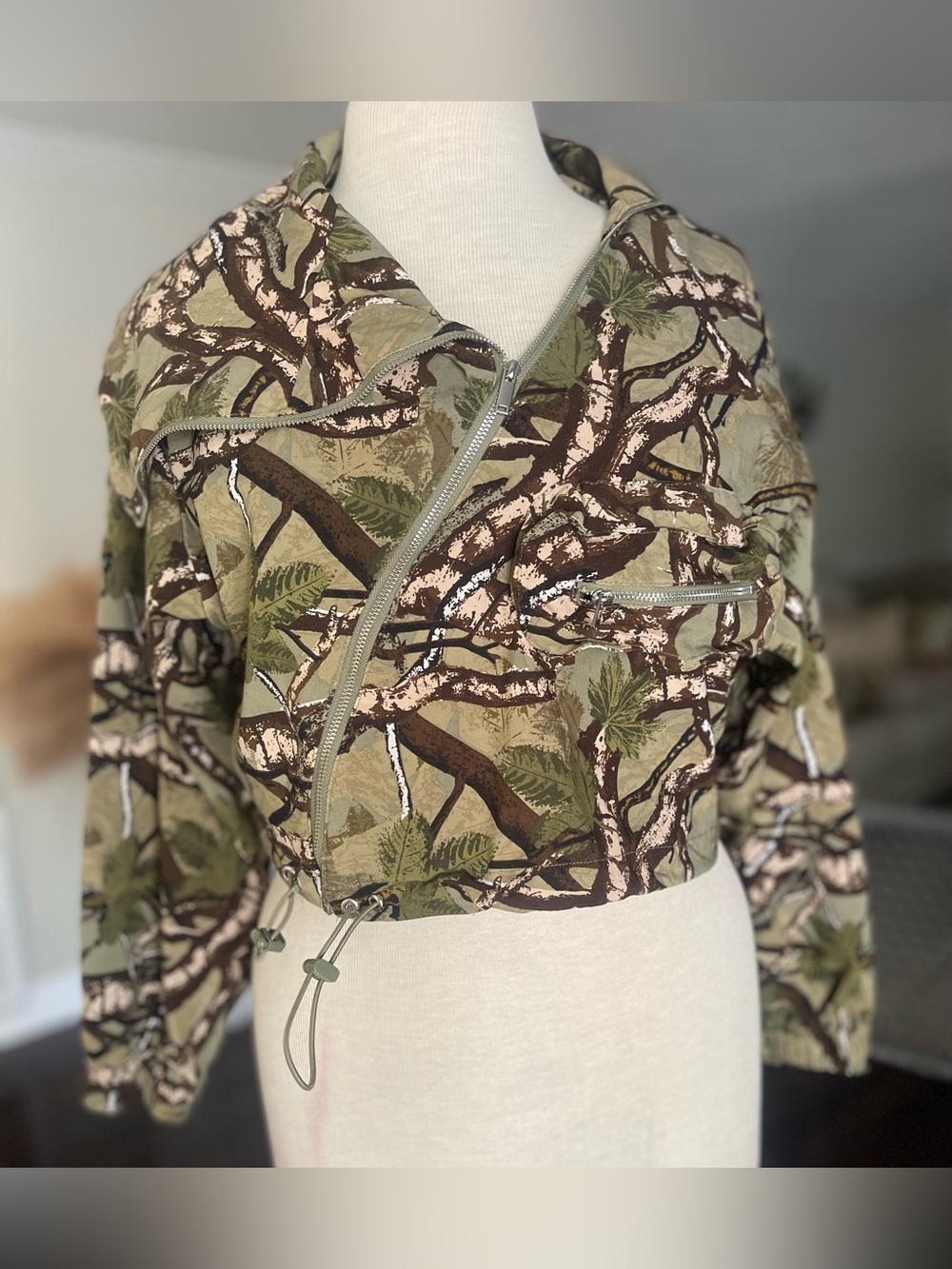 like an angel Olive & Brown Camo Cropped Bomber Jacket
